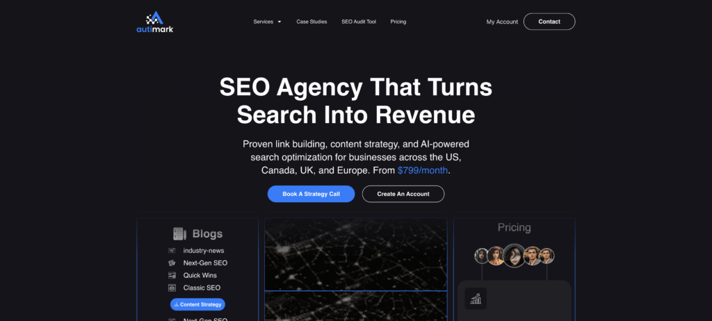 AutiMark SEO agency homepage Canada